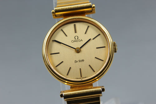 1979 Near MINT OMEGA De Ville 25mm 511.0557 Manual Gold Dial Women's Vintage