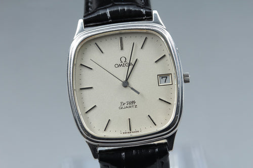 1979 Near MINT OMEGA De Ville 32mm 192.0044 Quartz Silver Dial Men's Vintage
