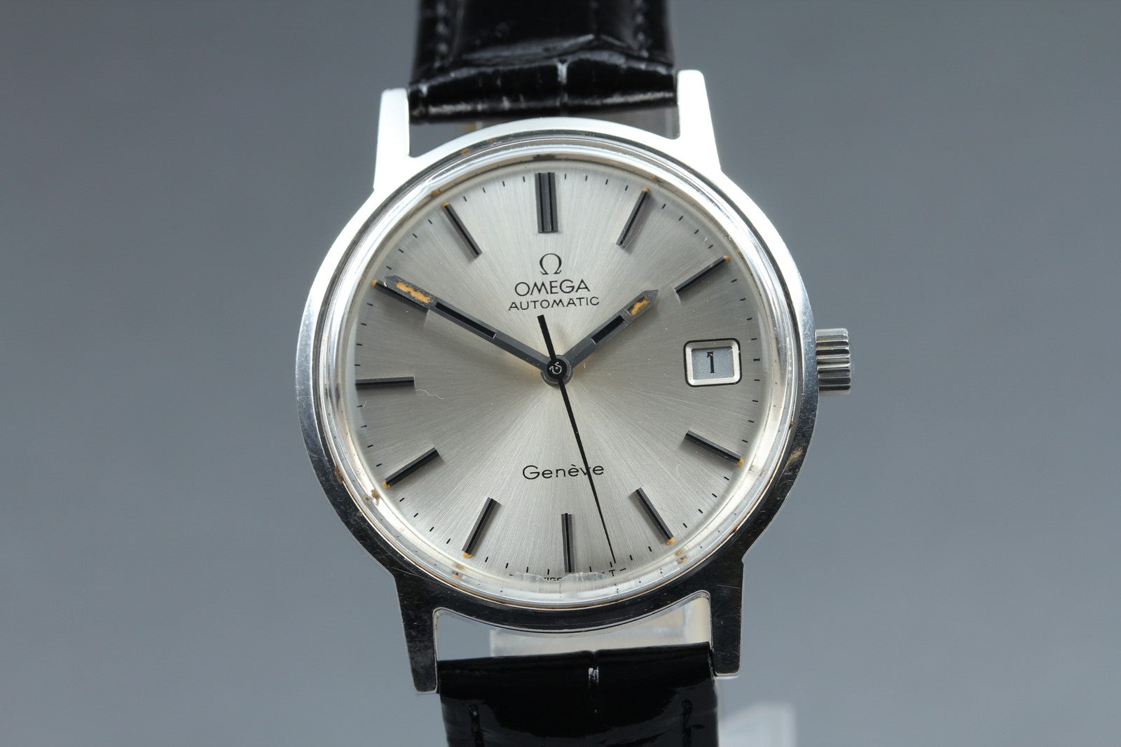 1974 Near MINT OMEGA Geneve 35mm 166.0163 Automatic Silver Dial Men's Vintage