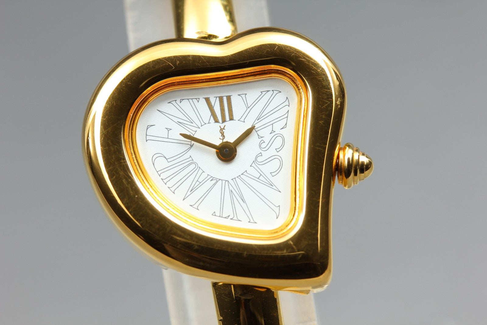 Full Set/Near MINT Yves Saint Laurent Heart Watch 24mm Quartz White Dial Women's