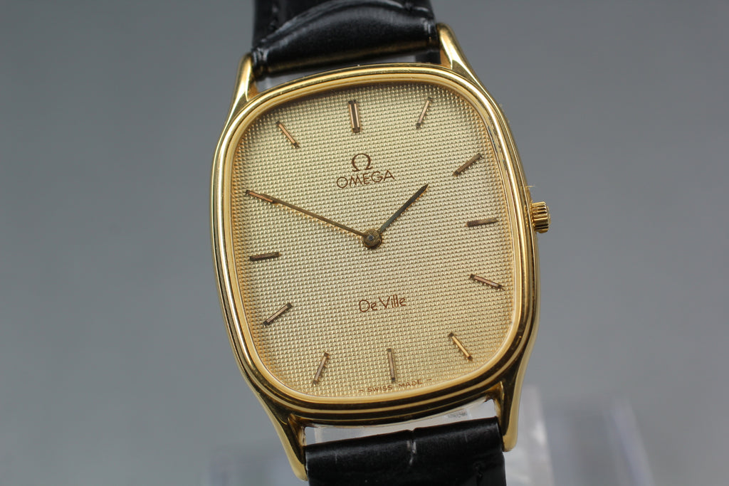 1984 Near MINT OMEGA De Ville 27mm 191.0200.1 Quartz Gold Dial Men's Vintage