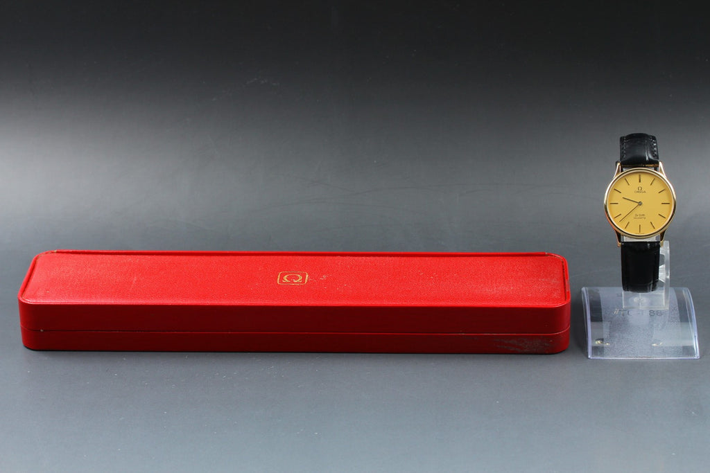 1984 Top MINT OMEGA De Ville 32mm 191.0130.1 Quartz Gold Dial Men's Vintage
