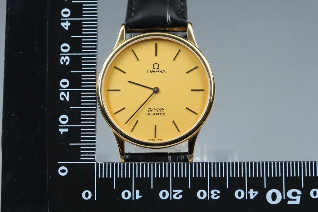 1984 Top MINT OMEGA De Ville 32mm 191.0130.1 Quartz Gold Dial Men's Vintage