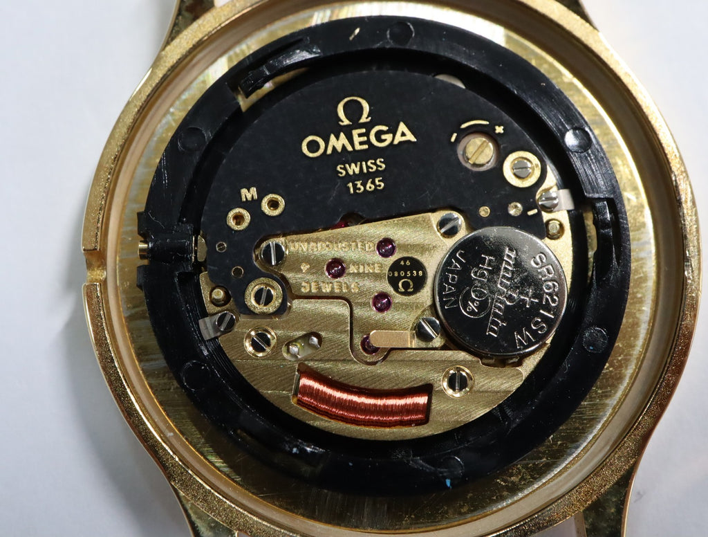 1984 Top MINT OMEGA De Ville 32mm 191.0130.1 Quartz Gold Dial Men's Vintage