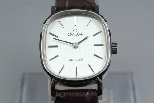 NOS 1975 OMEGA De Ville 21mm 511.0509 Manual Silver Dial Women's Watch Vintage