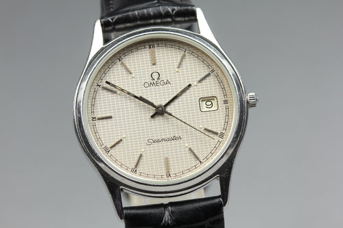 1987 Near MINT OMEGA Seamaster 33mm 196.0251 Quartz Silver Dial Men's Vintage