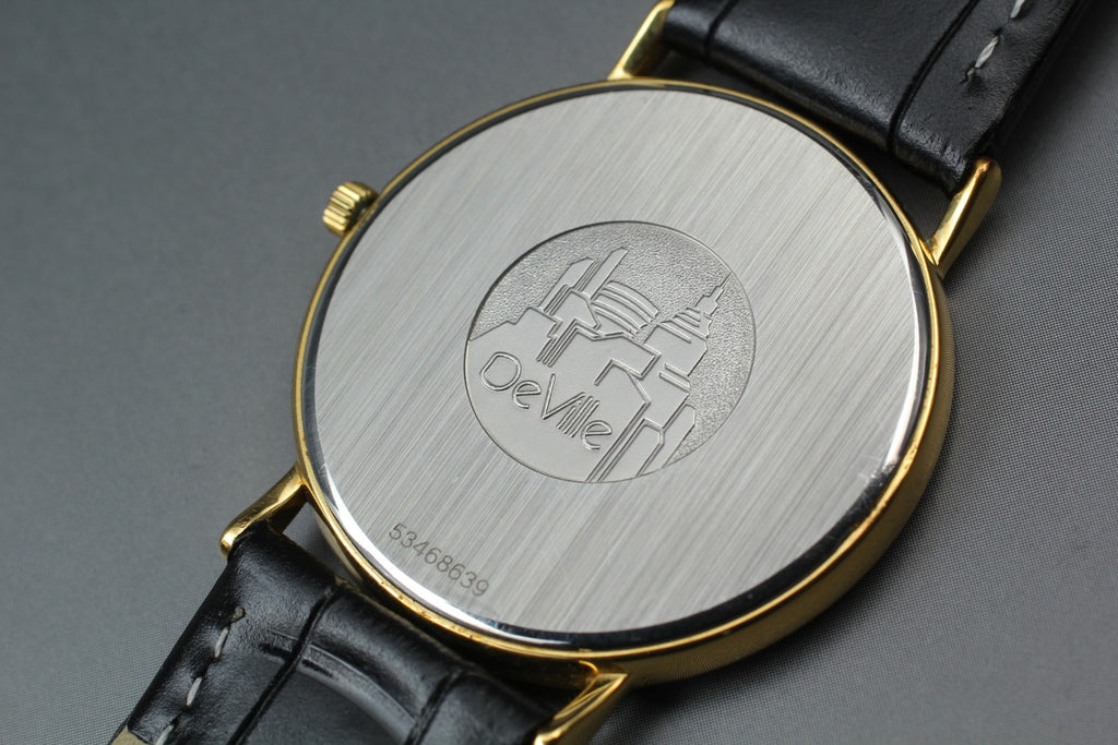 1991 Near MINT OMEGA De Ville 32mm 195.0075.2 Quartz Gold Dial Men's Vintage