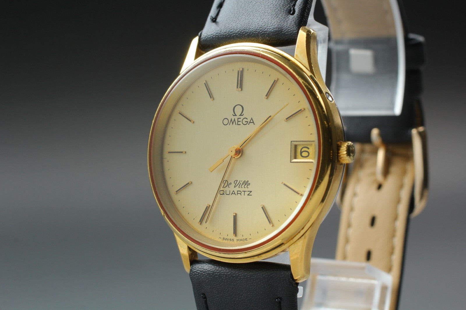 1979 Near MINT OMEGA De Ville 33mm 196.0164 Quartz Gold Dial Men's Watch Vintage