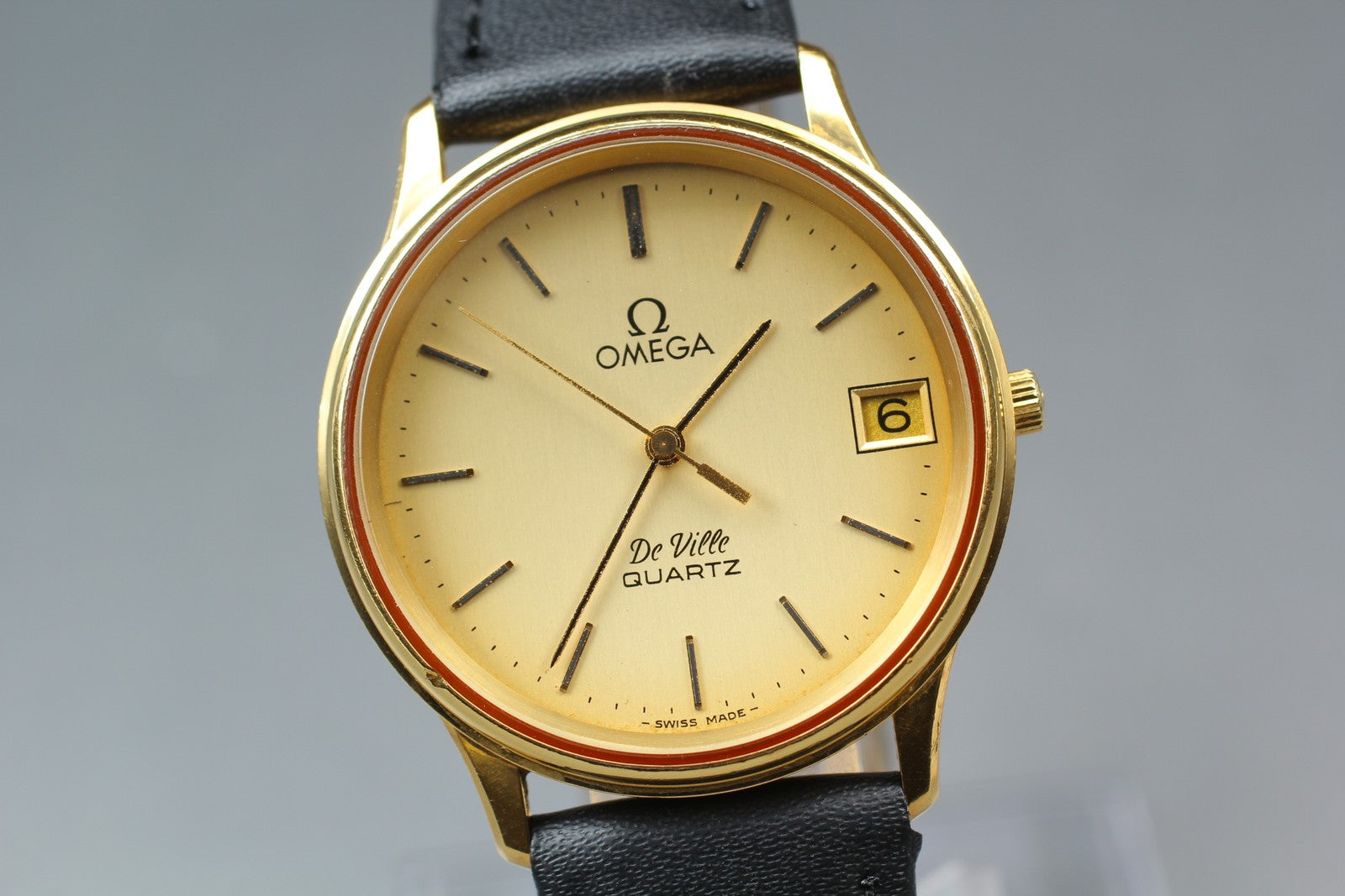 1979 Near MINT OMEGA De Ville 33mm 196.0164 Quartz Gold Dial Men's Watch Vintage