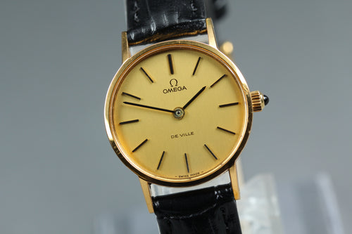 1977 Near MINT OMEGA De Ville 24mm 511.0392 Manual Gold Dial Women's Vintage