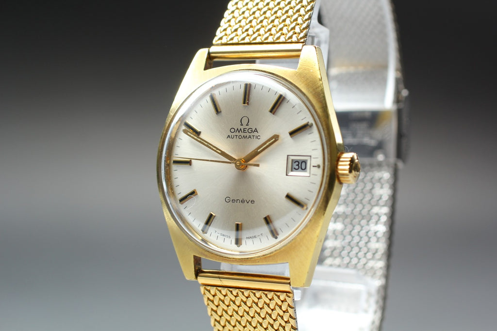 1971 Near MINT OMEGA Geneve 34mm 166.041 Automatic Champagne gold Men's Vintage