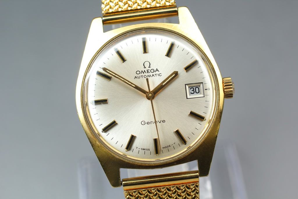 1971 Near MINT OMEGA Geneve 34mm 166.041 Automatic Champagne gold Men's Vintage