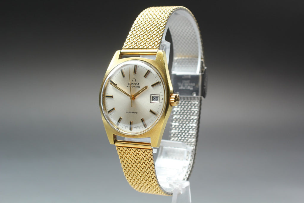 1971 Near MINT OMEGA Geneve 34mm 166.041 Automatic Champagne gold Men's Vintage