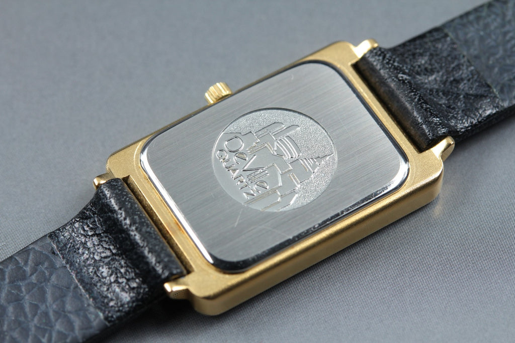 1985 Near MINT OMEGA De Ville 19mm 595.0084 Quartz Black Dial Women's Vintage