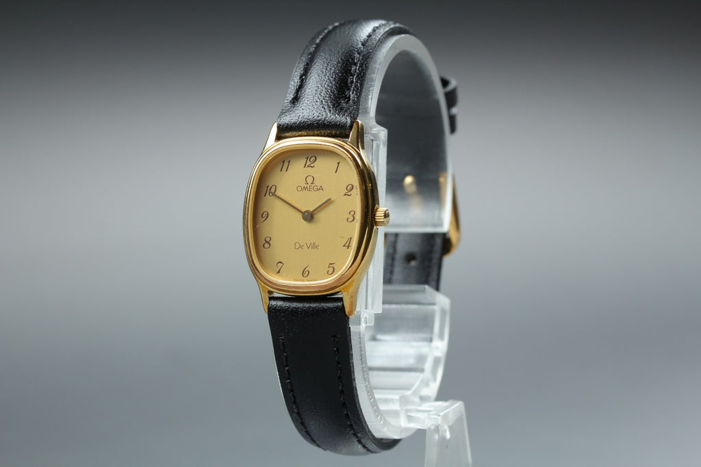 1987 w/Box OMEGA De Ville 20mm 591.0381 Quartz Gold Arabic Women's Vintage Exc+5