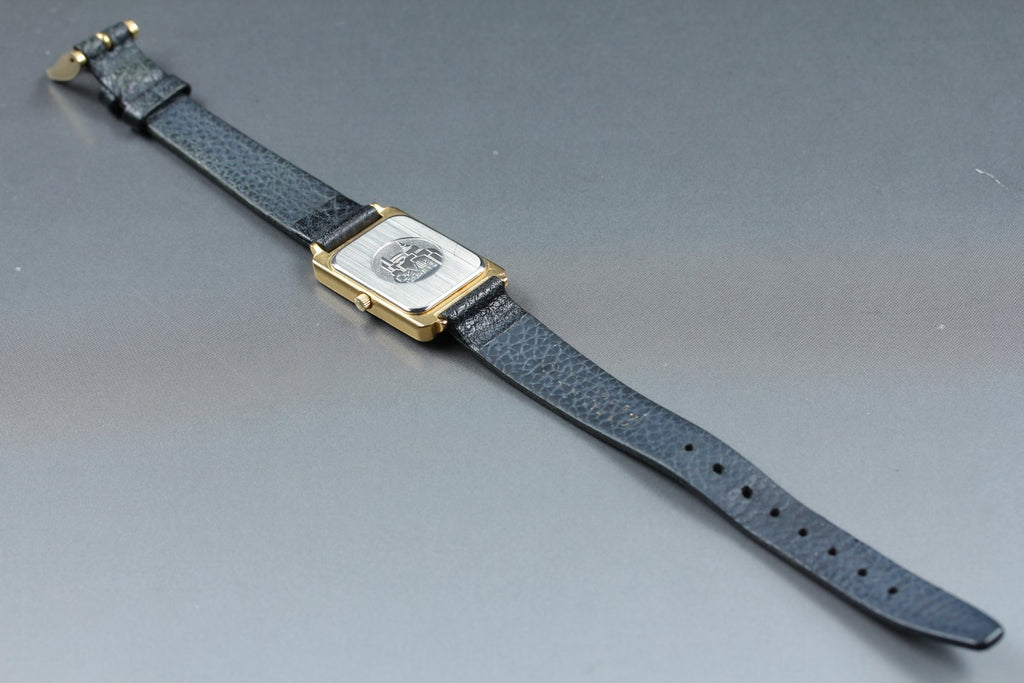 1985 Near MINT OMEGA De Ville 19mm 595.0084 Quartz Black Dial Women's Vintage