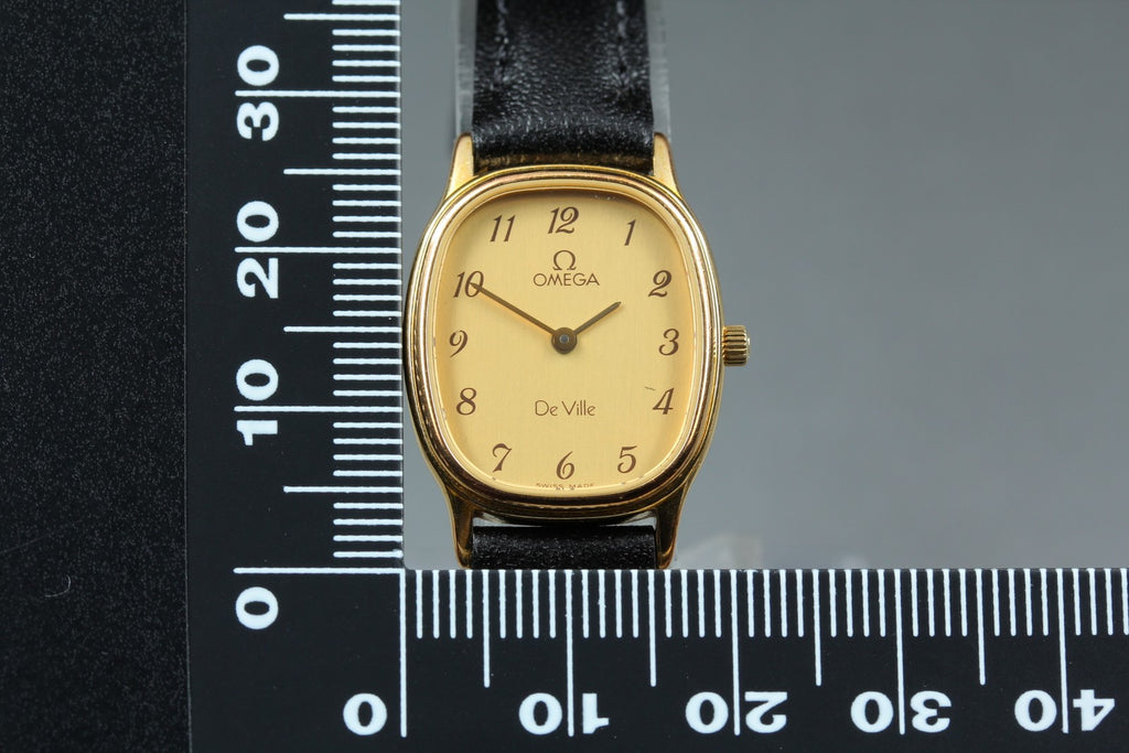 1987 w/Box OMEGA De Ville 20mm 591.0381 Quartz Gold Arabic Women's Vintage Exc+5