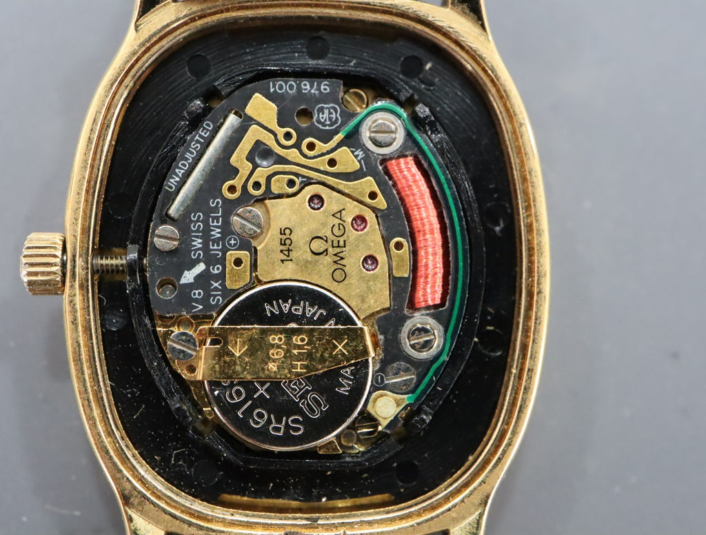 1987 w/Box OMEGA De Ville 20mm 591.0381 Quartz Gold Arabic Women's Vintage Exc+5