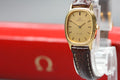 1985 Near MINT/Box OMEGA De Ville 20mm 591.0381 Quartz Gold Dial Women's Vintage