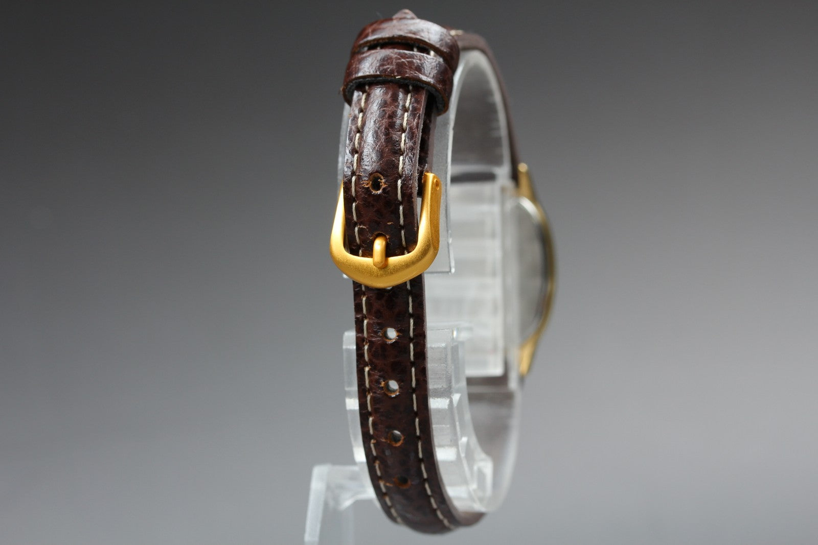 1985 Near MINT/Box OMEGA De Ville 20mm 591.0381 Quartz Gold Dial Women's Vintage