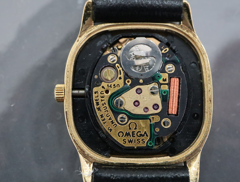1984 w/Box OMEGA De Ville 20mm 591.0280 Quartz Gold Dial Women's Vintage Exc+5
