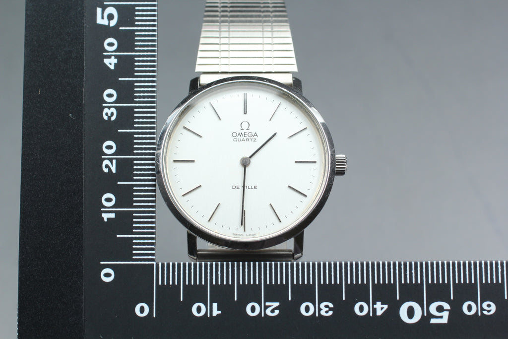 1977 Near MINT OMEGA De Ville 34mm 191.0044 Quartz Silver Dial Men's Watch JAPAN