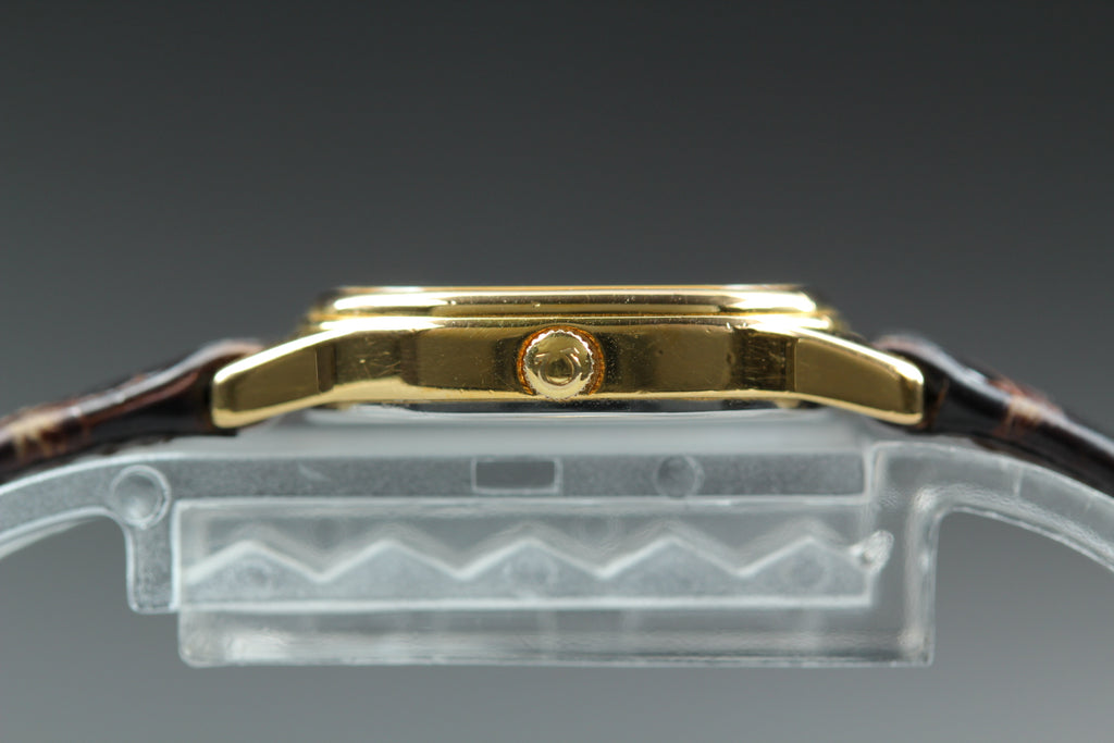 1984 w/BOX OMEGA De Ville 591.0280 20mm Quartz Gold Dial Women's Watch Exc+5