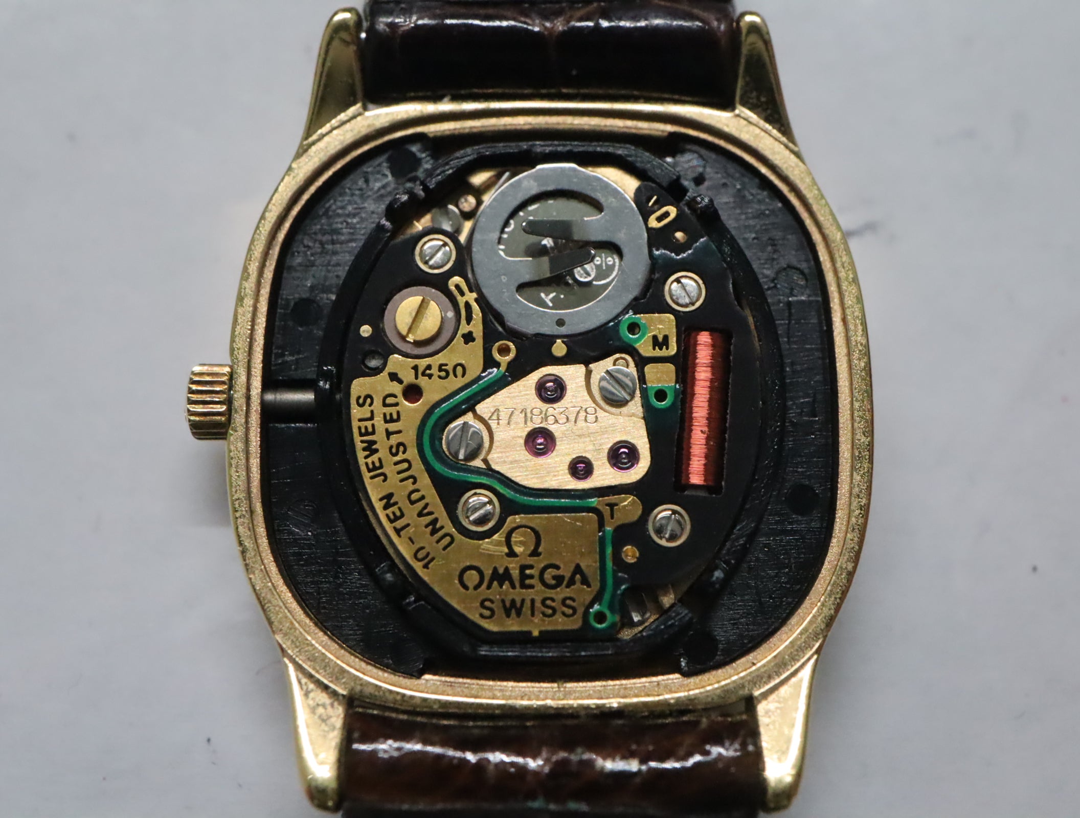 1984 w/BOX OMEGA De Ville 591.0280 20mm Quartz Gold Dial Women's Watch Exc+5
