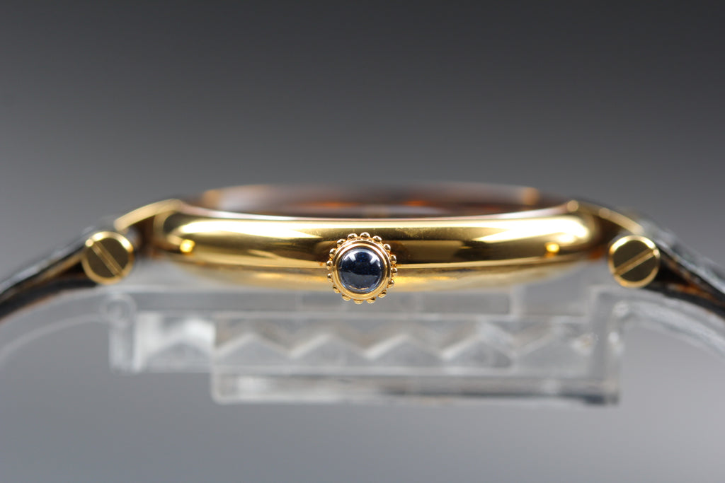 Near MINT Cartier Must de Vendome LM Vermeil 590003 30mm Quartz Black Unisex