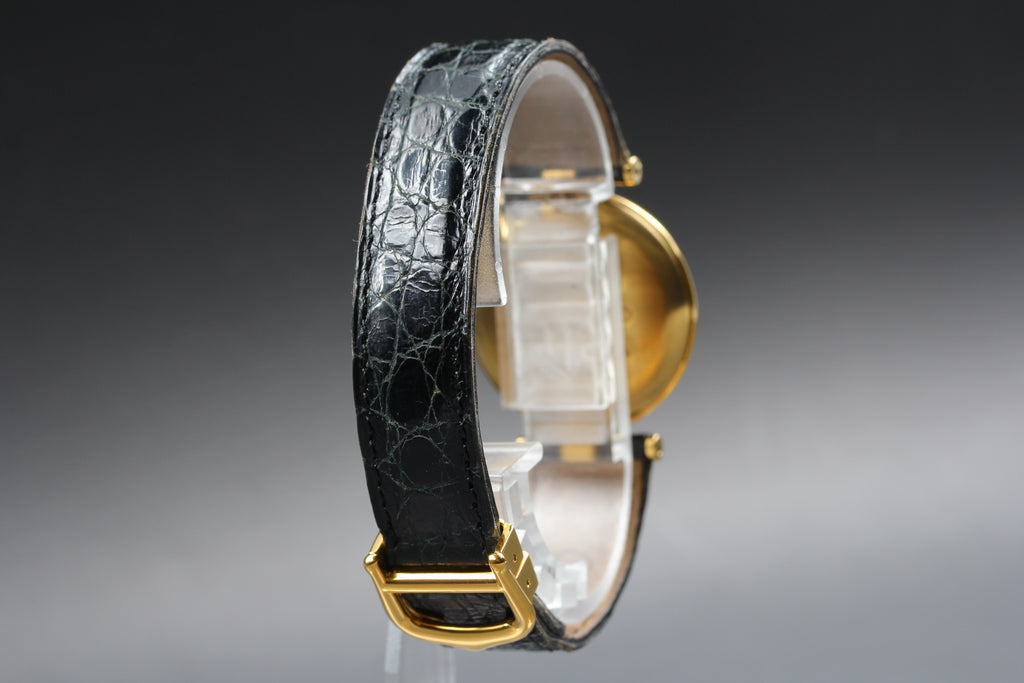Near MINT Cartier Must de Vendome LM Vermeil 590003 30mm Quartz Black Unisex