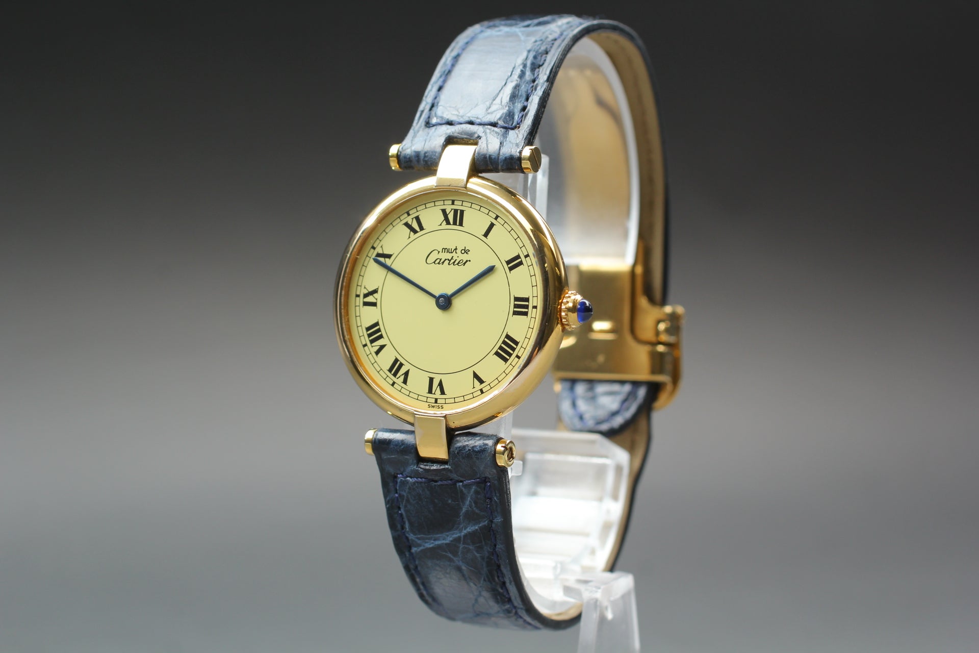 Near MINT Cartier Must de Vendome LM Vermeil 1861 30mm Quartz Roman Dial Unisex