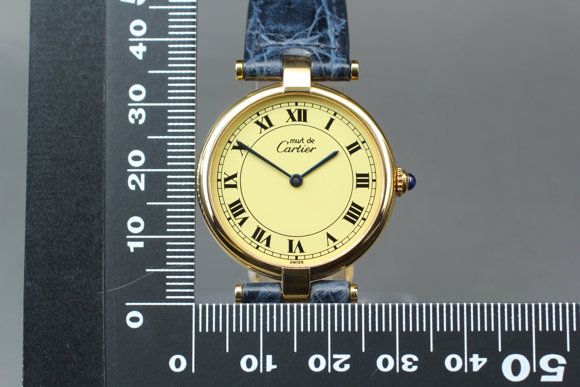 Near MINT Cartier Must de Vendome LM Vermeil 1861 30mm Quartz Roman Dial Unisex