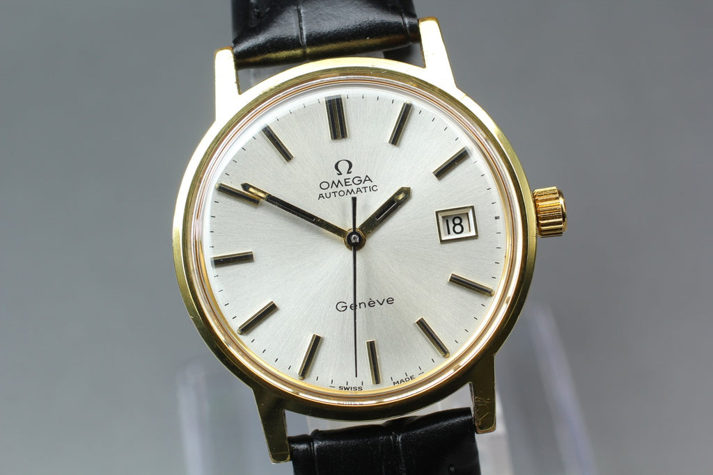 1972 Near MINT OMEGA Geneve 35mm 166.0098 Automatic Silver Dial Men's Vintage