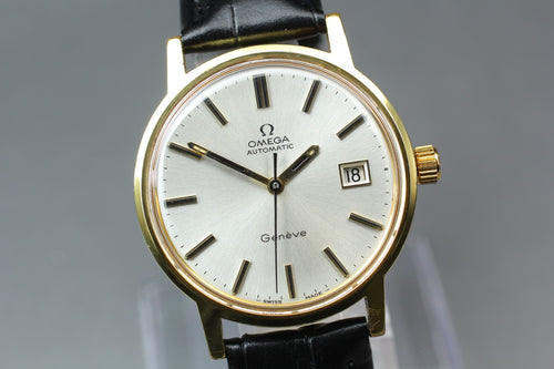 1972 Near MINT OMEGA Geneve 35mm 166.0098 Automatic Silver Dial Men's Vintage