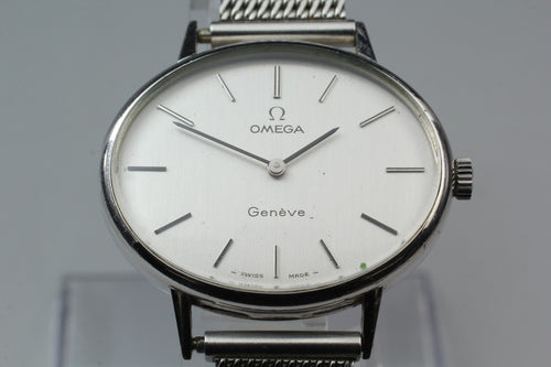 1973 Near MINT OMEGA Geneve 32mm 511.417 Manual Wind Silver Dial Unisex Vintage