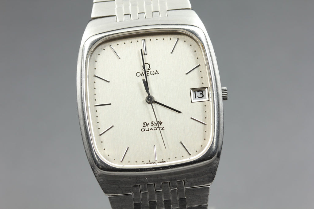 1979 Near MINT OMEGA De Ville 32mm 192.0043 Quartz Silver Dial Men's Vintage