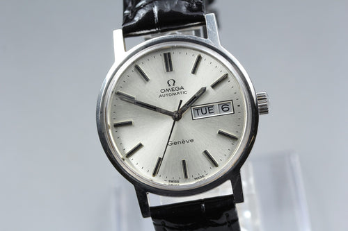 1972 Near MINT OMEGA Geneve 35mm 166.0117 Automatic Silver Dial Men's Vintage