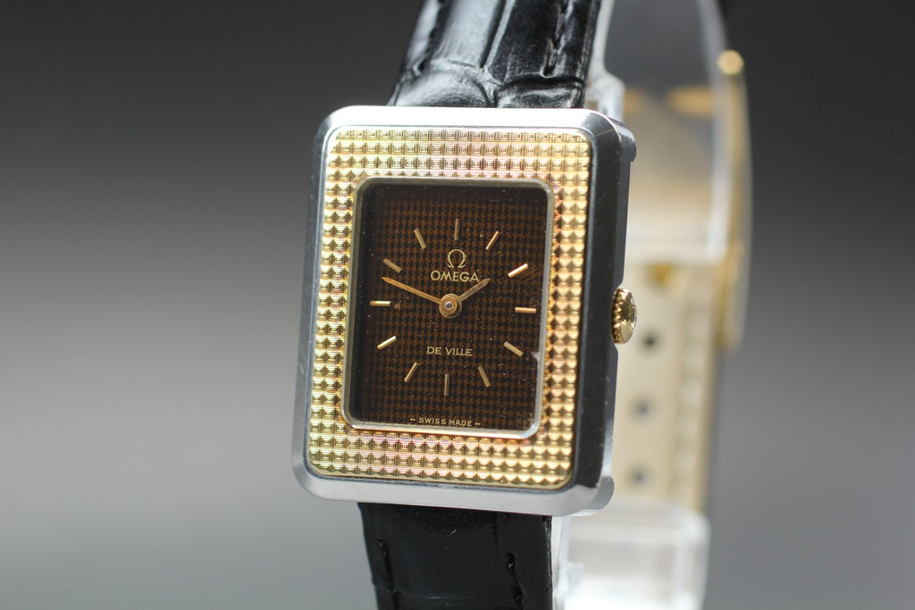1978 OMEGA De Ville 23mm 511.0511 Manual 14K Bezel Black Women's Vintage Exc+5