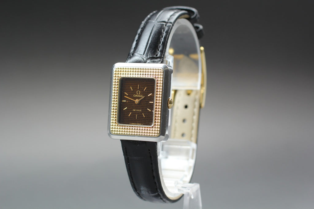 1978 OMEGA De Ville 23mm 511.0511 Manual 14K Bezel Black Women's Vintage Exc+5