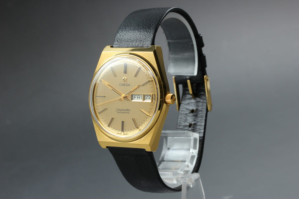 1979 Top MINT OMEGA Seamaster 35mm 166.0210 Automatic Gold Dial Men's Vintage