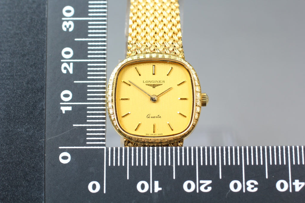Near MINT Longines 963 3345 21mm Quartz Gold Plated Gold Dial Women's Vintage
