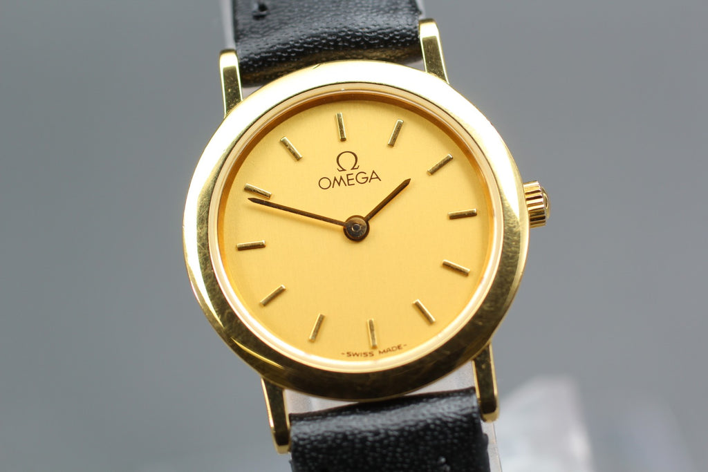 1991 Near MINT/Box OMEGA De Ville 595.0097.2 22mm Quartz Gold Women's Vintage