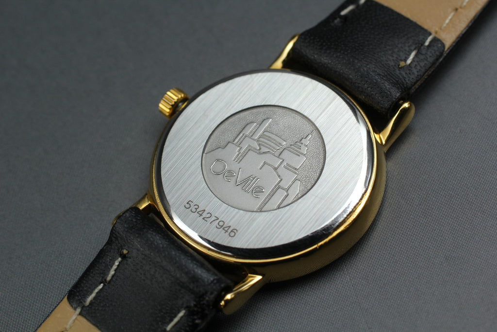 1991 Near MINT/Box OMEGA De Ville 595.0097.2 22mm Quartz Gold Women's Vintage