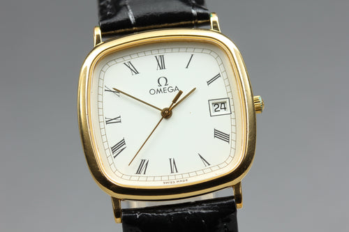 1989 Near MINT OMEGA De Ville 30mm 196.0317.1 Quartz White Roman Men's Vintage