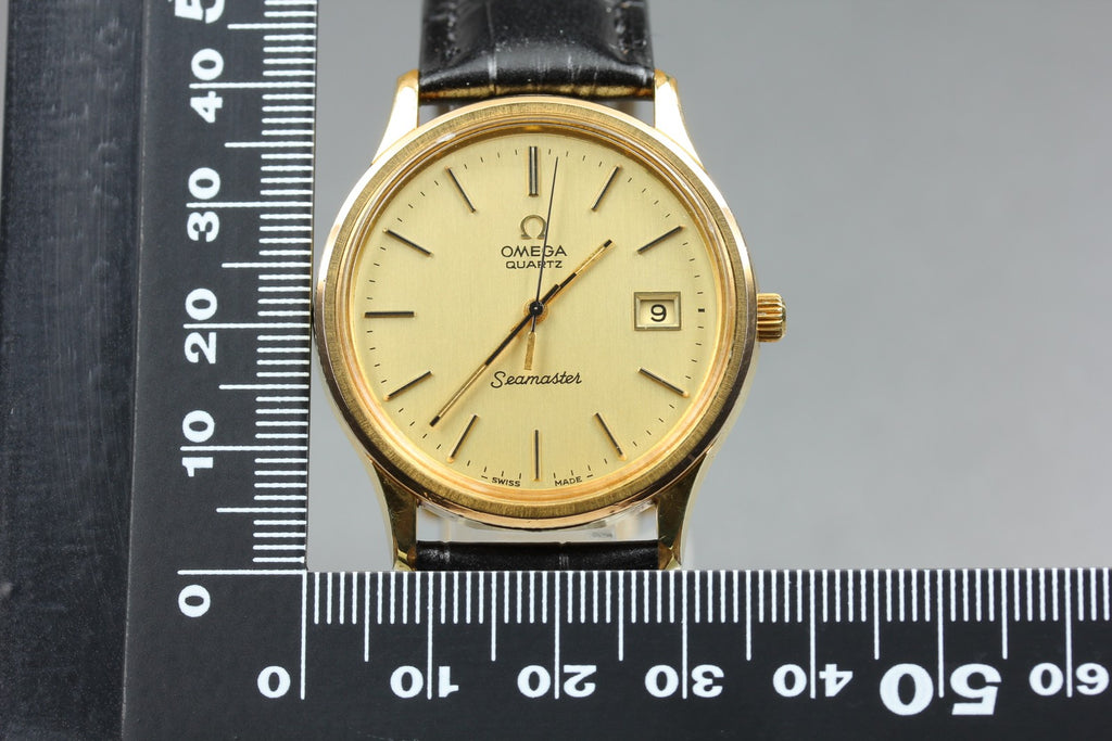 1977 OMEGA Seamaster 36mm 196.0106 Quartz Gold Dial Men's Watch Vintage Exc+5