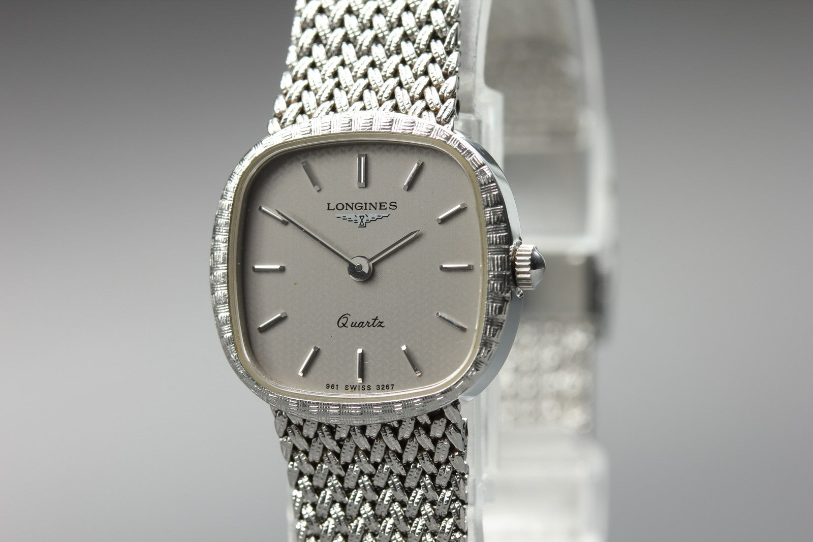 Near MINT LONGINES 961 3267 21mm Quartz Stainless Silver Dial Women's Vintage