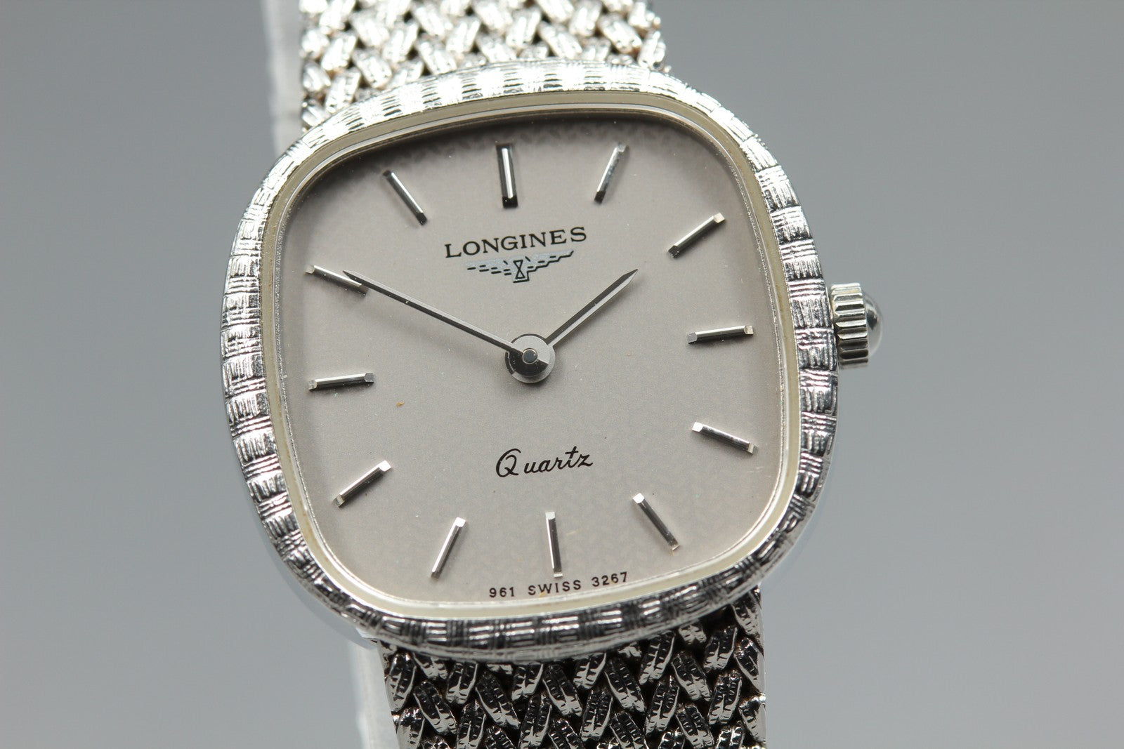 Near MINT LONGINES 961 3267 21mm Quartz Stainless Silver Dial Women's Vintage
