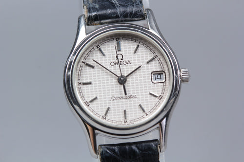 1985 Near MINT OMEGA Seamaster 23mm 596.0073 Quartz Silver Dial Women's Vintage
