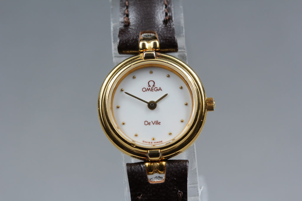 1984 Near MINT OMEGA De Ville 20mm 595.0068 Quartz White Dial Women's Vintage