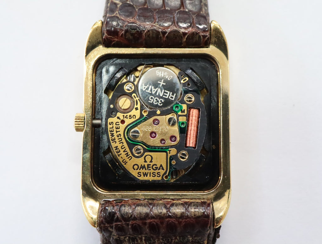 1984 Near MINT OMEGA De Ville 19mm 591.0278.1 Quartz Gold Tank Women's Vintage